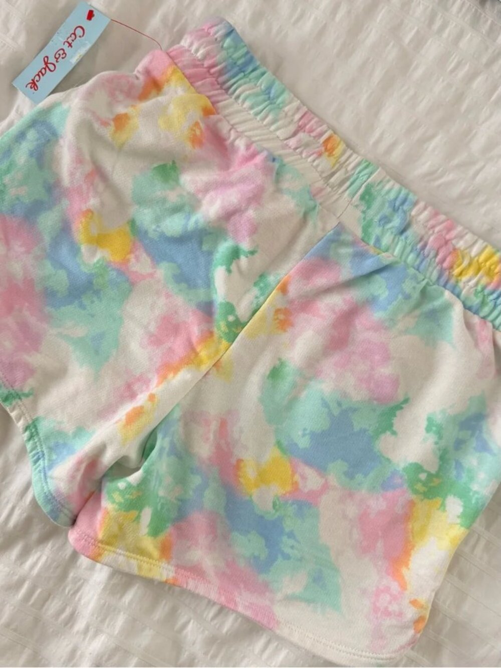 Cat & Jack Girls Tie Dye Shorts Pastel Pull On Summer Casual Size S NWT - Picture 4 of 4